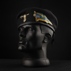 Берет ЗСУ Танкових військ Крапля чорний в зборі з металевим прапорцем