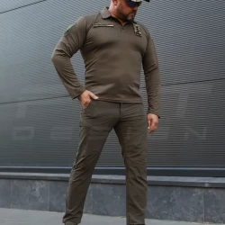 Поло Лонгслив длинный рукав CoolPass хаки