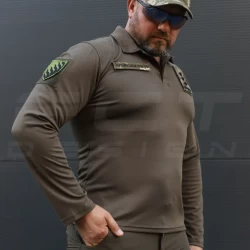 Поло Лонгслив длинный рукав CoolPass хаки