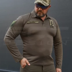 Поло Лонгслив длинный рукав CoolPass хаки