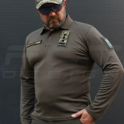 Поло Лонгслив длинный рукав CoolPass хаки