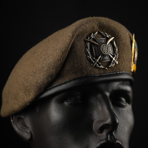 Берет Загальновійськовий ЗСУ Крапля степ в зборі з металевим прапорцем 56 56