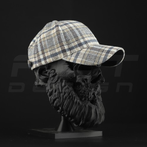 Кепка бейсболка FCT утеплена в клітинку бежево-синя (5 номер)  58 58