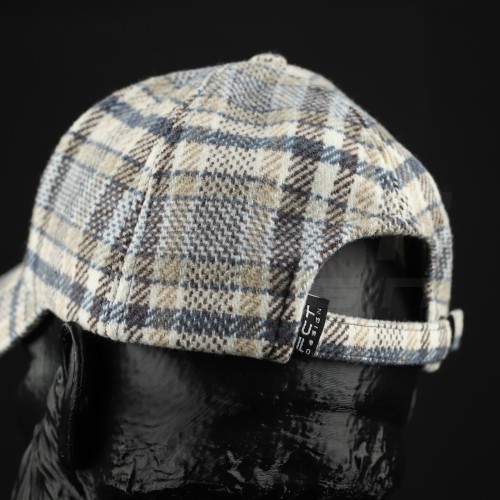 Кепка бейсболка FCT утеплена в клітинку бежево-синя (5 номер)  58 58