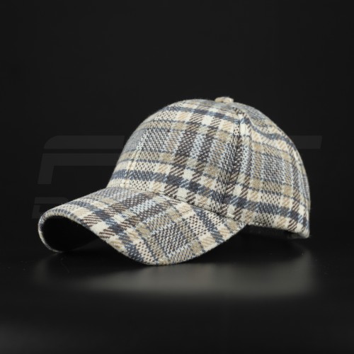 Кепка бейсболка FCT утеплена в клітинку бежево-синя (5 номер)  58 58