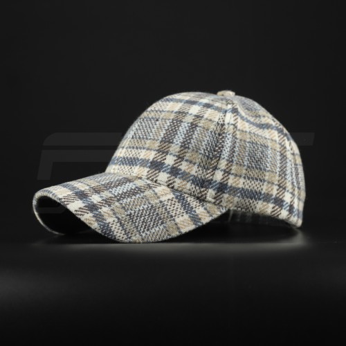 Кепка бейсболка FCT утеплена в клітинку бежево-синя (5 номер)  58 58