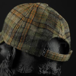 Кепка бейсболка FCT утеплена в клітинку зелено-сіра з помаранчевою (4 номер)