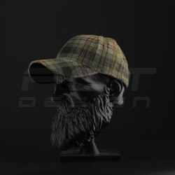 Кепка бейсболка FCT утеплена в клітинку зелено-сіра з помаранчевою (4 номер)