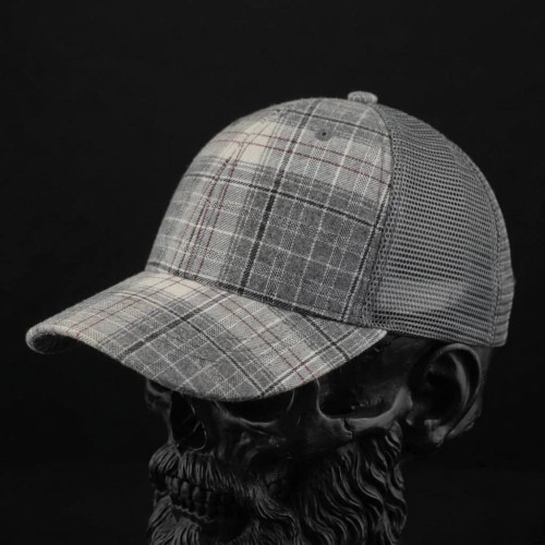 Кепка бейсболка FCT літня в клітинку з сіткою біло-сіра (15 номер) 58 58