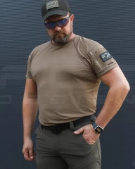 Футболка тактична Комбат тканина ARNO з кишенею Хакі