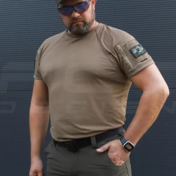 Футболка тактическая Комбат ткань ARNO с карманом Хаки