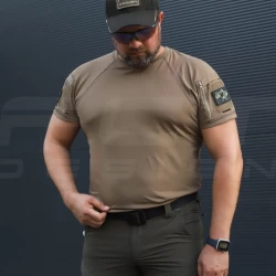 Футболка тактическая Комбат ткань ARNO с карманом Хаки