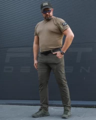 Футболка тактична Комбат тканина ARNO з кишенею Хакі