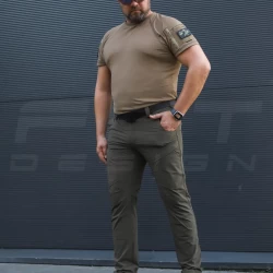 Футболка тактическая Комбат ткань ARNO с карманом Хаки