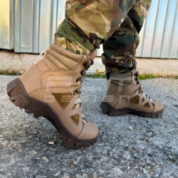 Берцы женские зимние тактические Сармат кожа на меху Койот