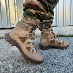 Берці жіночі тактичні зимові Сармат шкіра на хутрі койот