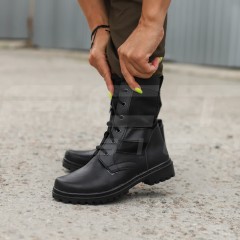 Берці жіночі тактичні літні Нато з чорної тканинної вставкою (розмір 36)
