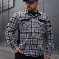 Тактическая милитари Рубашка FCT Blackbeard летняя в клеточку Серо-оранжевая (1 номер)