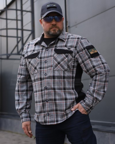 Тактична мілітарі Сорочка FCT Blackbeard літня в клітинку Сіро-помаранчева (1 номер) 40-42/3 40-42/3