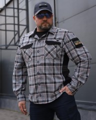 Тактична мілітарі Сорочка FCT Blackbeard літня в клітинку Сіро-помаранчева (1 номер)