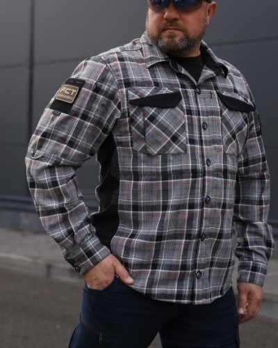 Тактична мілітарі Сорочка FCT Blackbeard літня в клітинку Сіро-помаранчева (1 номер) 40-42/3 40-42/3