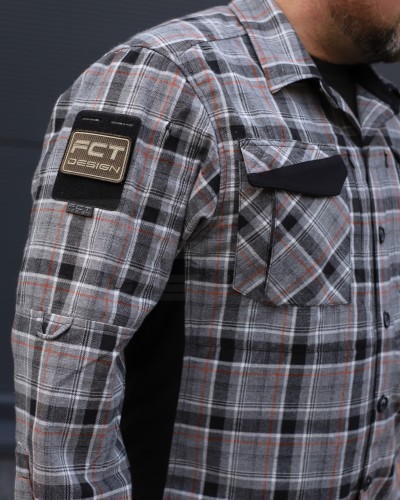 Тактична мілітарі Сорочка FCT Blackbeard літня в клітинку Сіро-помаранчева (1 номер) 40-42/3 40-42/3