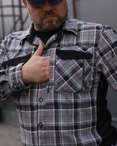 Тактична мілітарі Сорочка FCT Blackbeard літня в клітинку Сіро-помаранчева (1 номер) 40-42/3 40-42/3