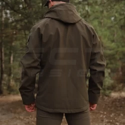 Куртка тактическая Хантер Софтшелл флис на сетке хаки
