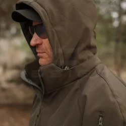 Куртка тактическая Хантер Софтшелл флис на сетке хаки
