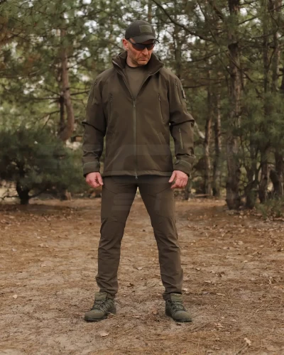 Куртка тактична Хантер Софтшелл фліс на сітці хакі 40-42/3 40-42/3