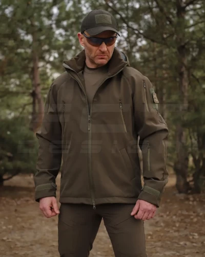 Куртка тактична Хантер Софтшелл фліс на сітці хакі 40-42/3 40-42/3