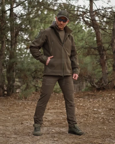Куртка тактична Хантер Софтшелл фліс на сітці хакі 40-42/3 40-42/3