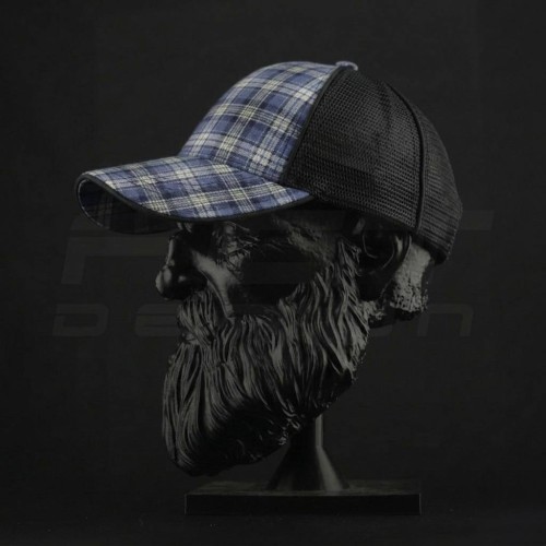 Кепка бейсболка FCT літня в клітинку з сіткою синя (8 номер)   58-1714-1715 58-1714-1715