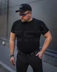 Футболка тактична Комбат з кишенею CoolPass антистатик чорна
