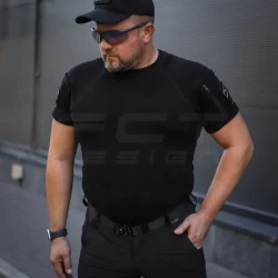 Футболка тактическая Комбат с карманом CoolPass антистатик черная