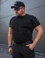 Футболка тактична Комбат з кишенею CoolPass антистатик чорна