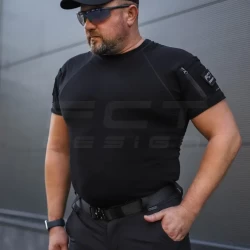 Футболка тактическая Комбат с карманом CoolPass антистатик черная