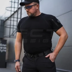 Футболка тактическая Комбат с карманом CoolPass антистатик черная
