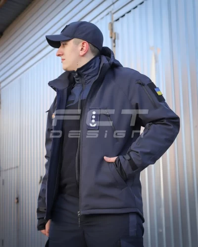 Куртка Хантер Софтшелл фліс на сітці синя 40-42/3 40-42/3