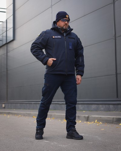 Куртка тактическая демисезонная Хантер темно-синяя Софтшелл для ДСНС 40-42/3