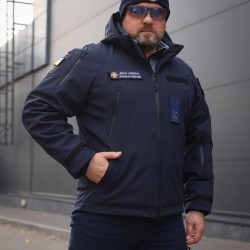 Куртка тактическая демисезонная Хантер темно-синяя Софтшелл для ДСНС