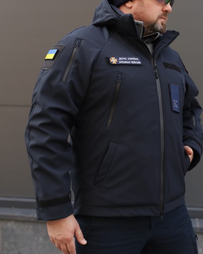 Куртка тактическая демисезонная Хантер темно-синяя Софтшелл для ДСНС 40-42/3