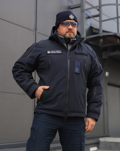 Куртка тактическая демисезонная Хантер темно-синяя Софтшелл для ДСНС 40-42/3