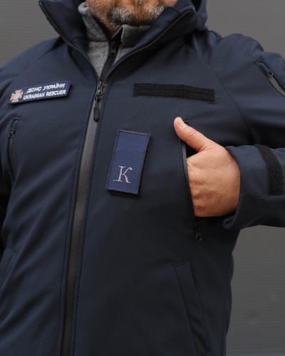 Куртка тактическая демисезонная Хантер темно-синяя Софтшелл для ДСНС 40-42/3