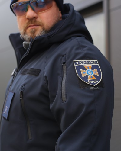 Куртка тактическая демисезонная Хантер темно-синяя Софтшелл для ДСНС 40-42/3