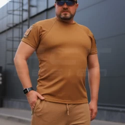 Футболка тактическая Комбат с карманом CoolPass койот