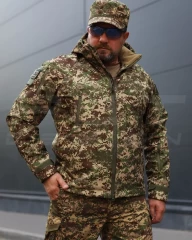 Куртка Хантер Софтшелл фліс на сітці Хижак Піксель G-0822