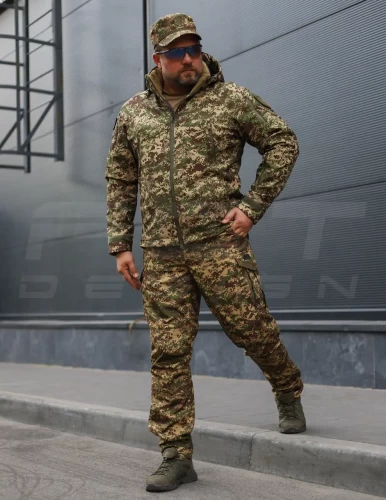 Куртка Хантер Софтшелл фліс на сітці Хижак Піксель G-0822 40-42/3 40-42/3