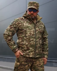 Куртка Хантер Софтшелл фліс на сітці Хижак Піксель G-0822