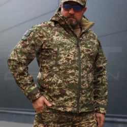 Куртка Хантер Софтшелл флис на сетке Хищник Пиксель G-0822